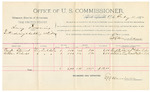 Voucher, U.S. v. Henry Downing, introducing and selling whiskey; includes costs of per diem and mileage; Pomp Stancil, William Schell, witnesses; George Cooper, witness to signature; E.B. Harrison, U.S. commissioner; Stephen Wheeler, U.S. clerk of court; Jacob Yoes, U.S. marshal