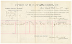 Voucher, U.S. v. Will Hearns, introducing and selling whiskey; includes costs of per diem and mileage; John Martindale, witness; Jacob Yoes, U.S. marshal; James Brizzolara, U.S. commissioner; Stephen Wheeler, U.S. clerk of court