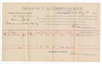 Voucher, U.S. v. Marian Mills, introducing and selling whiskey; Frank Canseen, witness; Jacob Yoes, U.S. marshal; E.B. Harrison, U.S. commissioner; includes cost of per diem and mileage