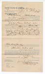 Voucher, to F.M. Caldwell, of Fort Smith, Arkansas, for assisting J.H. Shaw, deputy U.S. marshal, in U.S. v. Henry Colbert, introducing and selling spiritous liquor; Jeff Campbell, arrested; Stephen Wheeler, U.S. commissioner; James Brizzolara, notary public; includes cost of daily wage
