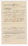 Voucher, to William Kirk, of Fayetteville, Arkansas, for assisting Mark Little, deputy U.S. marshal, in U.S. v. Mase Ketchem and George Greeman, introducing liquors and selling; Jacob Yoes, U.S. marshal; E.B. Harrison, U.S. commissioner; J.C. Oldham, notary public; includes cost of daily wage