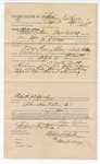 Voucher, U.S. v. Henry Clay, John Clay, David Clay, cutting government timber; includes costs of service as posse comitatus, service of warrant, mileage on writ; R.A. Gachey, Nelson Northern, witnesses; Mark Little, deputy U.S. marshal; Stephen Wheeler, U.S. commissioner; J.M. Dodge, deputy clerk; Jacob Yoes, U.S. marshal
